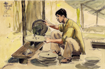 A painting of a man working by Ngo Vien Chi