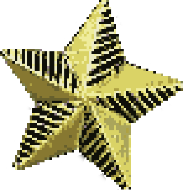 a brass star charm illuminated and golden coloured