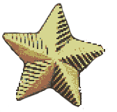 a brass star charm illuminated and golden coloured
